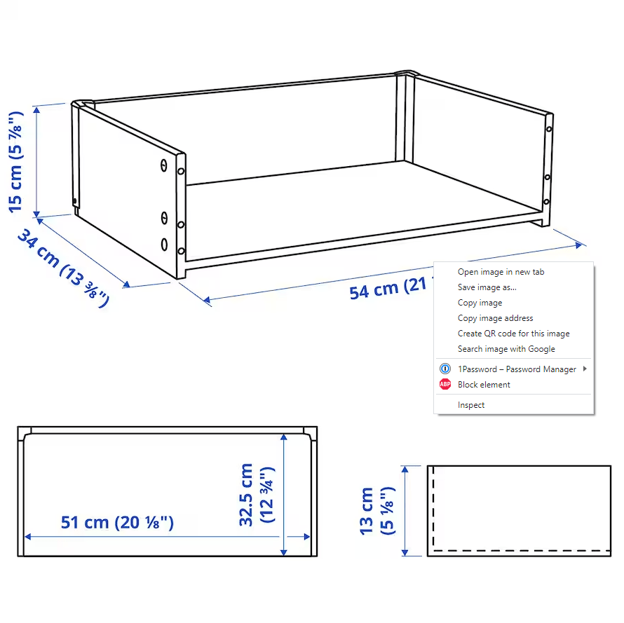 Ikea BESTÅ - Drawer frame, dark grey, 60x15x40 cm