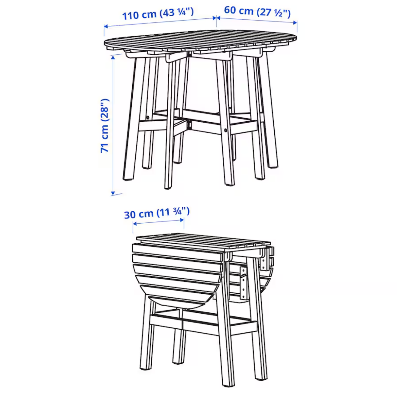 ASKHOLMEN - Outdoor folding table + 4 chairs dark brown/Kuddarna beige