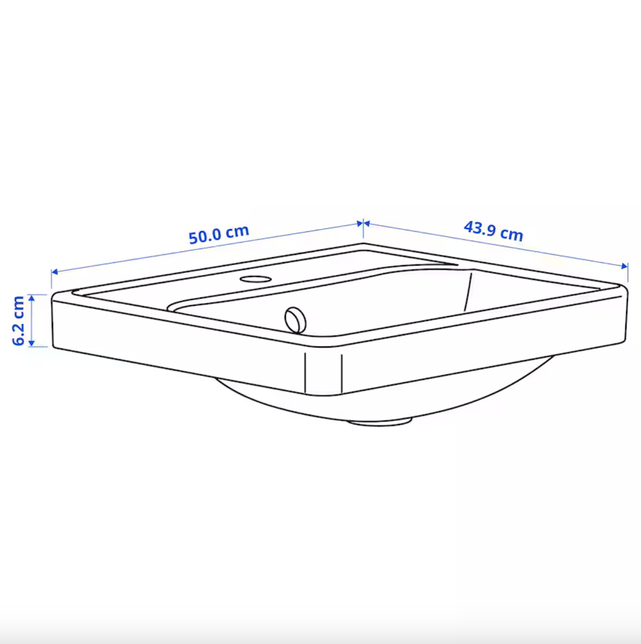 ORRSJÖN Semi-recessed wash-basin, white, 50x44 cm