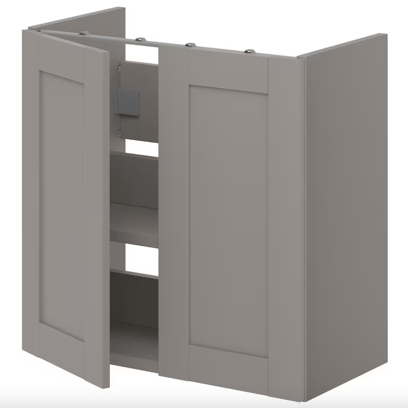 Ikea ENHET - Bs cb f wb w shlf/doors, grey/grey frame, 60x32x60 cm