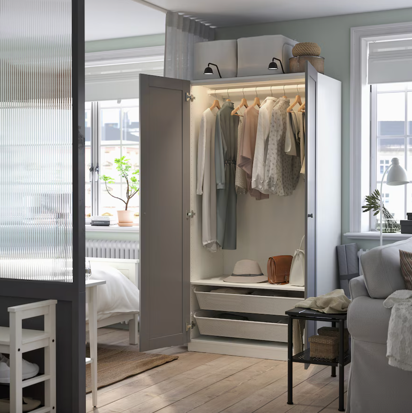 PAX / GULLABERG - Wardrobe combination, white/grey,100x60x201 cm