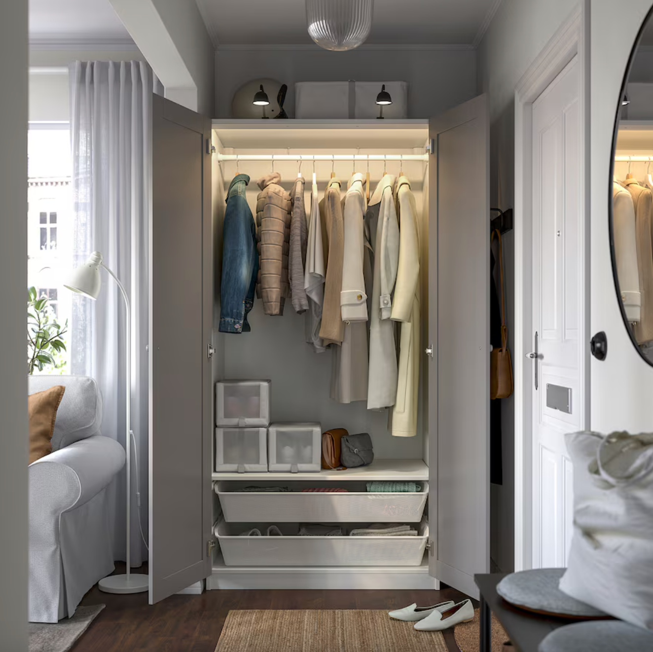 PAX / GULLABERG - Wardrobe combination, white/grey,100x60x201 cm