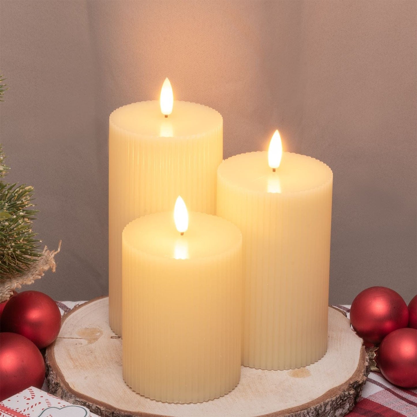 Bricocenter SET 3 IVORY CANDLES DIAM 7.5 CM H10-12.5-15 CM