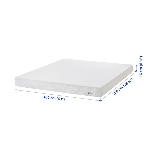 Ikea ÅBYGDA - Foam mattress, semi-rigid/white, , 160x200 cm