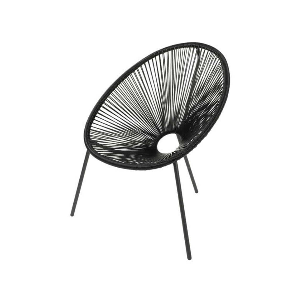 Casa ACAPULCO Black lounge chair, H 82 x W 75 x D 69 cm