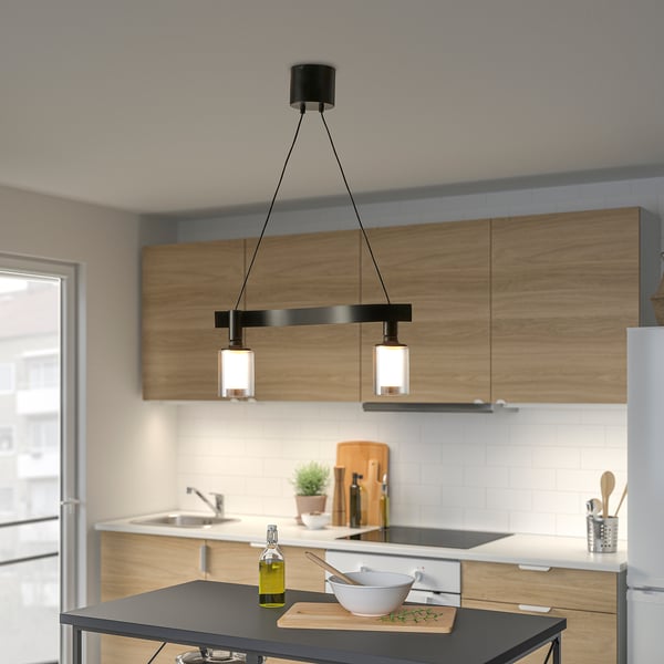 ACKJA pendant lamp, wave shaped/black, 60 cm