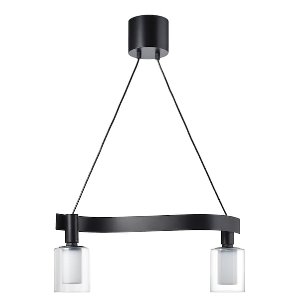 ACKJA / MOLNART - Pendant lamp with bulb, corrugated black/cylinder striped