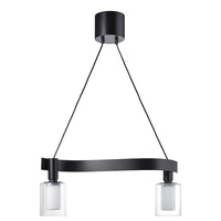ACKJA / MOLNART pendant lamp with light bulb, wave shaped black/cylinder striped