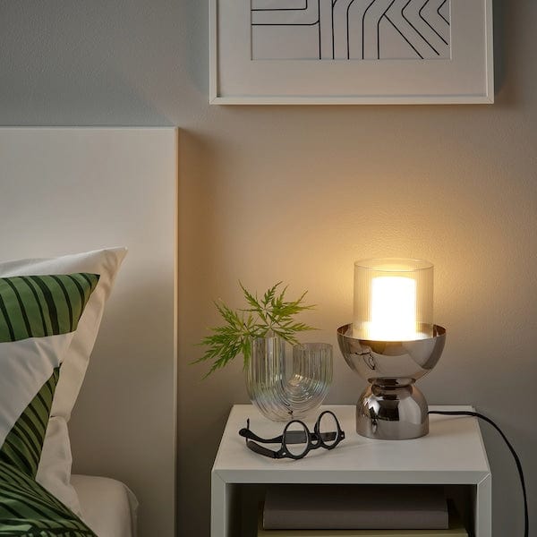 Ikea ACKJA / MOLNART - Table lamp with light bulb, nickel-plated/row cylinder
