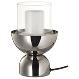 ACKJA / MOLNART table lamp with light bulb, nickel-plated/cylinder striped