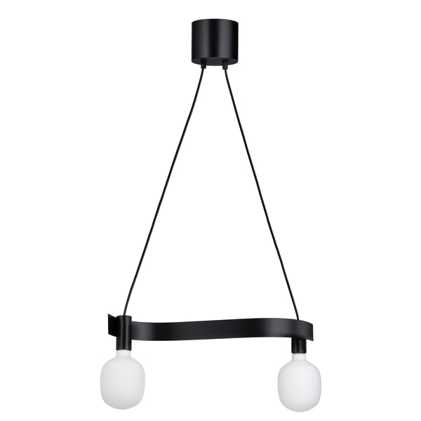 ACKJA / MOLNART pendant lamp with light bulb, wave shaped black/cylinder striped