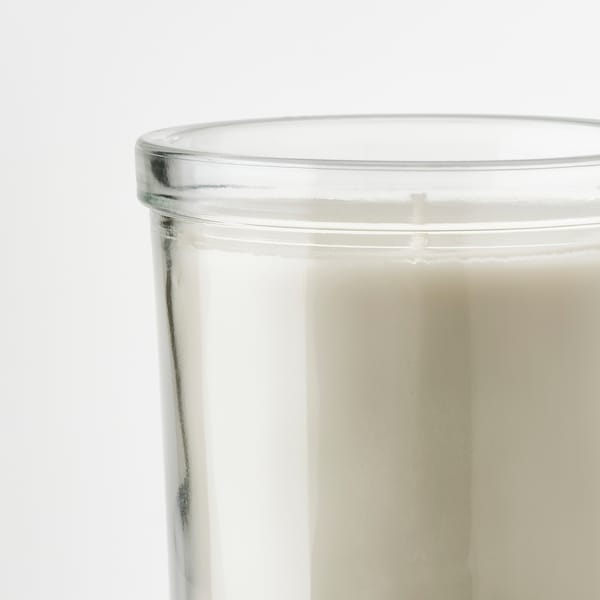 Ikea ADLAD - Scented candle in glass, Scandinavian Woods/white, 40 hr
