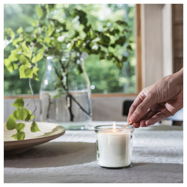 ADLAD - Scented candle in glass, Scandinavian Woods/white, 20 hr