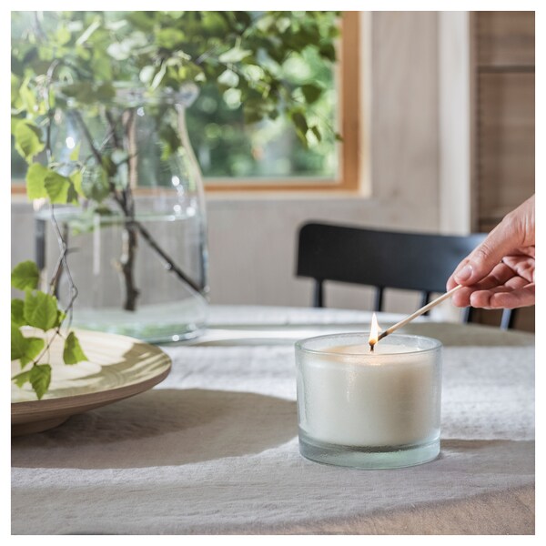 ADLAD - Scented candle in glass, Scandinavian Woods/white, 50 hr