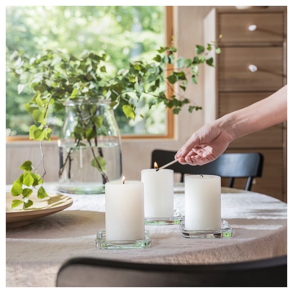 ADLAD - Scented pillar candle, Scandinavian Woods/white, 30 hr