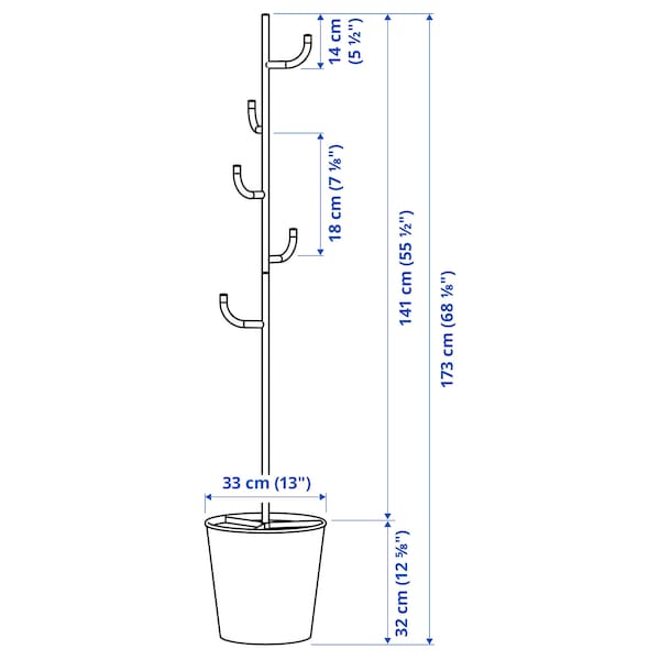 Ikea ÄLGANÄS - Standing coat rack, light blue,173x33 cm