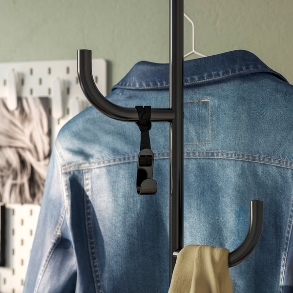 ÄLGANÄS hat and coat stand, black, 173x33 cm