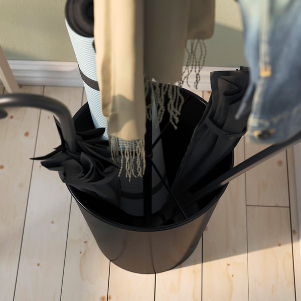 ÄLGANÄS hat and coat stand, black, 173x33 cm