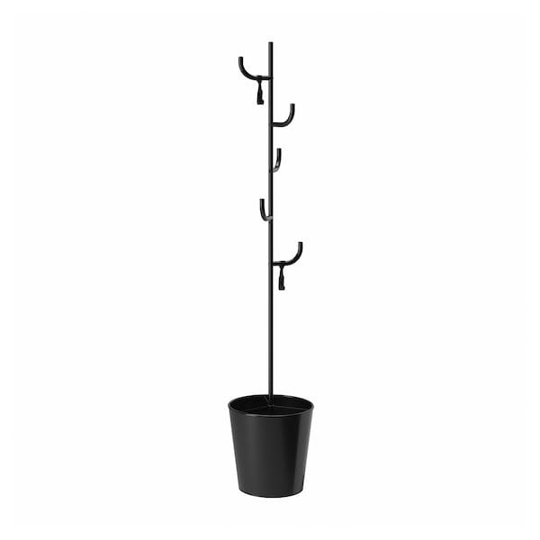 ÄLGANÄS - Hat and coat stand, black, 173x33 cm