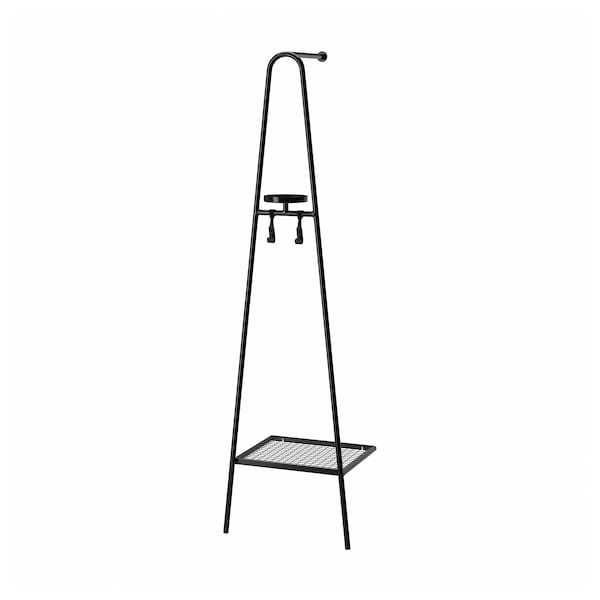 ÄLGANÄS - Clothes rack with shoe storage, black, 46x39x166 cm
