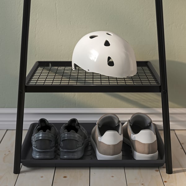 ÄLGANÄS clothes rack with shoe storage, black, 46x39x166 cm