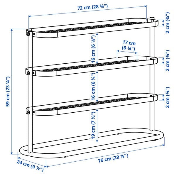 Ikea ÄLGANÄS - Shoe rack, black,76x24x59 cm