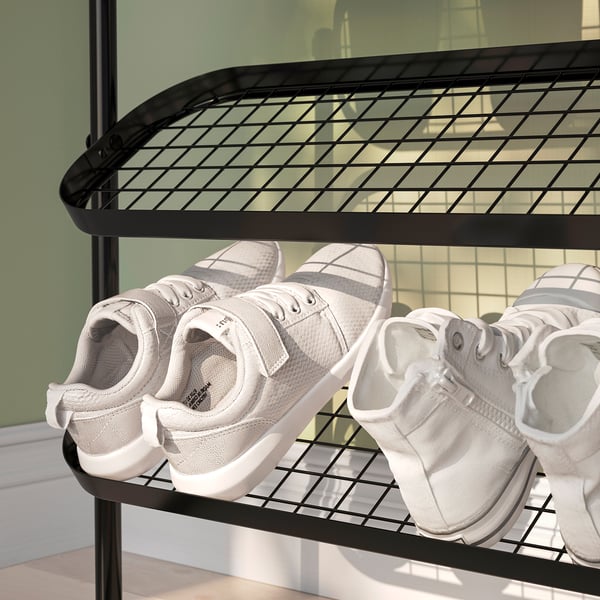 ÄLGANÄS - Shoe rack, black, 76x24x59 cm