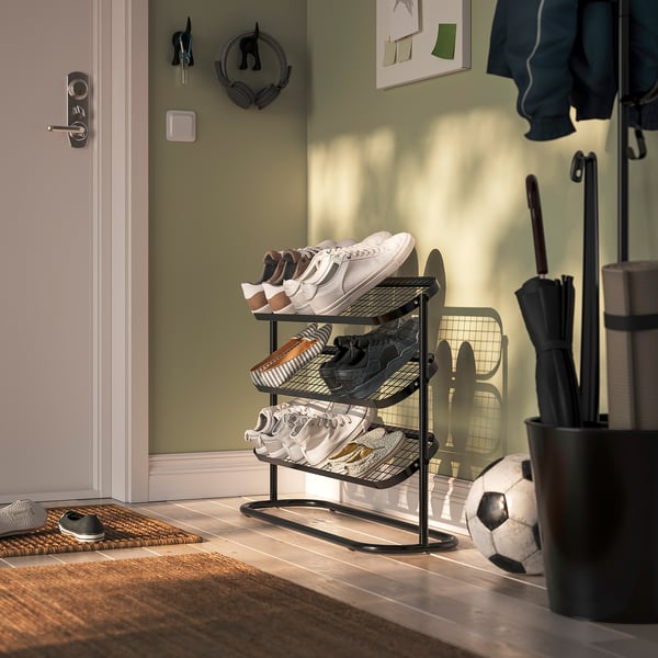 ÄLGANÄS - Shoe rack, black, 76x24x59 cm
