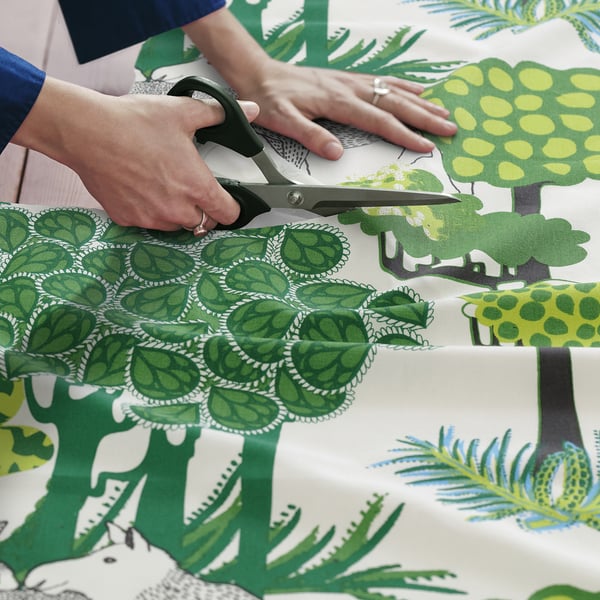ÄLGÖRT - Pre-cut fabric, motif forest/white green,150x300 cm