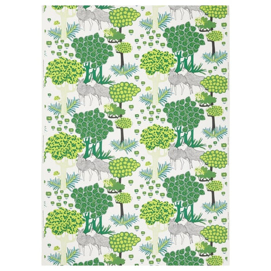 ÄLGÖRT - Pre-cut fabric, motif forest/white green,150x300 cm