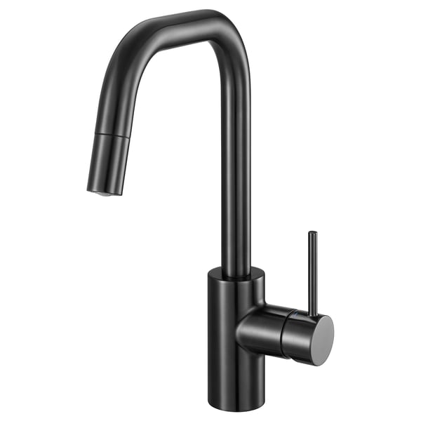 ÄLMAREN - Mixer tap with pull-out spray, black