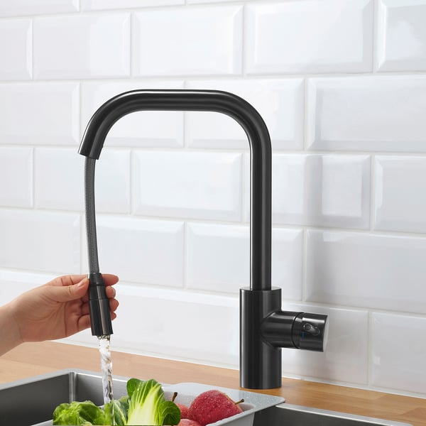 ÄLMAREN kitchen mixer tap w pull-out spout, black