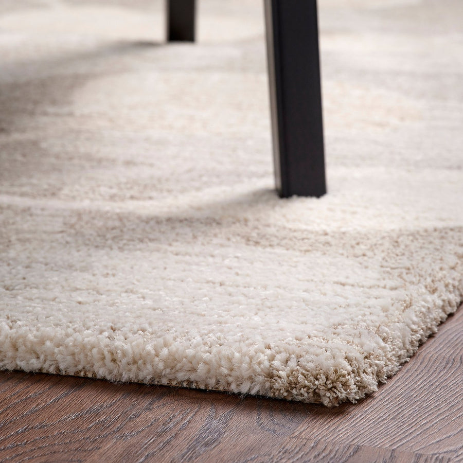 ÄLSKEGRAS rug, low pile, grey beige/leaf pattern, 230x160 cm