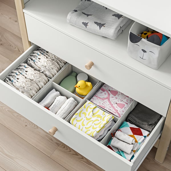 ÄLSKVÄRD changing table/chest of drawers, birch/white, 94x106x38 cm