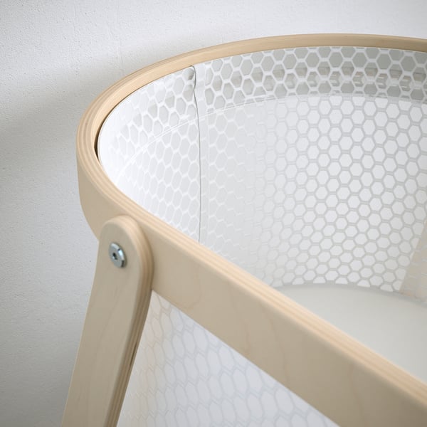 ÄLSKVÄRD bassinet with mattress, birch, 40x73 cm