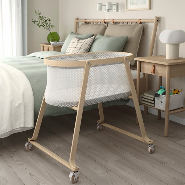 ÄLSKVÄRD bassinet with mattress, birch, 40x73 cm