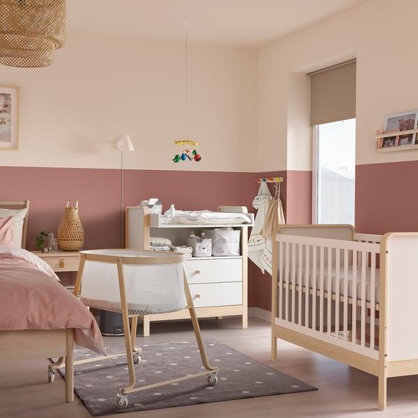 ÄLSKVÄRD bassinet with mattress, birch, 40x73 cm