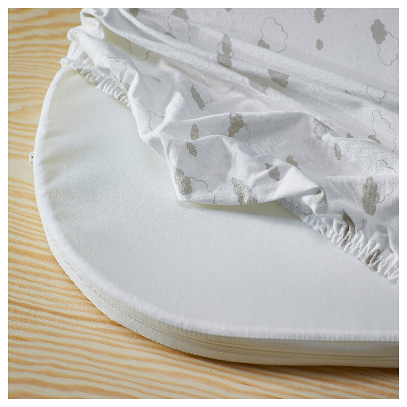 ÄLSKVÄRD fitted sheet for bassinet, clouds/dots/off-white, 41x75 cm, 2 pack