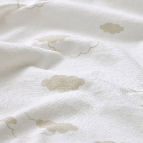 ÄLSKVÄRD - Fitted sheet for bassinet, clouds/dots/off-white, 41x75 cm