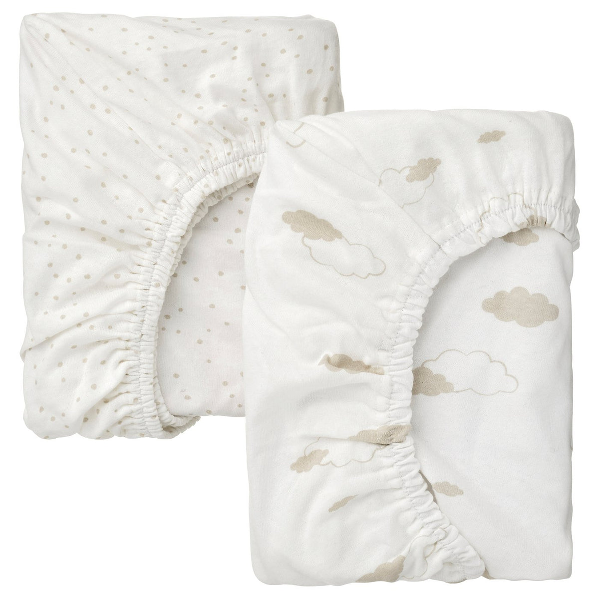 ÄLSKVÄRD fitted sheet for bassinet, clouds/dots/off-white, 41x75 cm, 2 pack