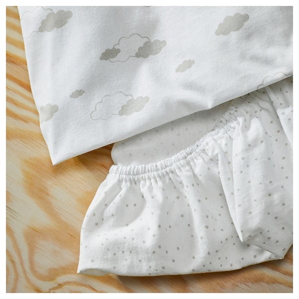 Ikea ÄLSKVÄRD - Fitted sheet for bassinet, clouds/dots/off-white, 41x75 cm
