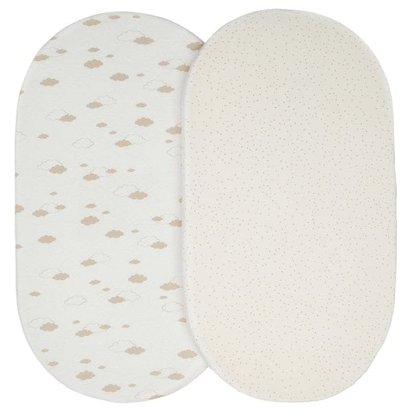 Ikea ÄLSKVÄRD - Fitted sheet for bassinet, clouds/dots/off-white, 41x75 cm