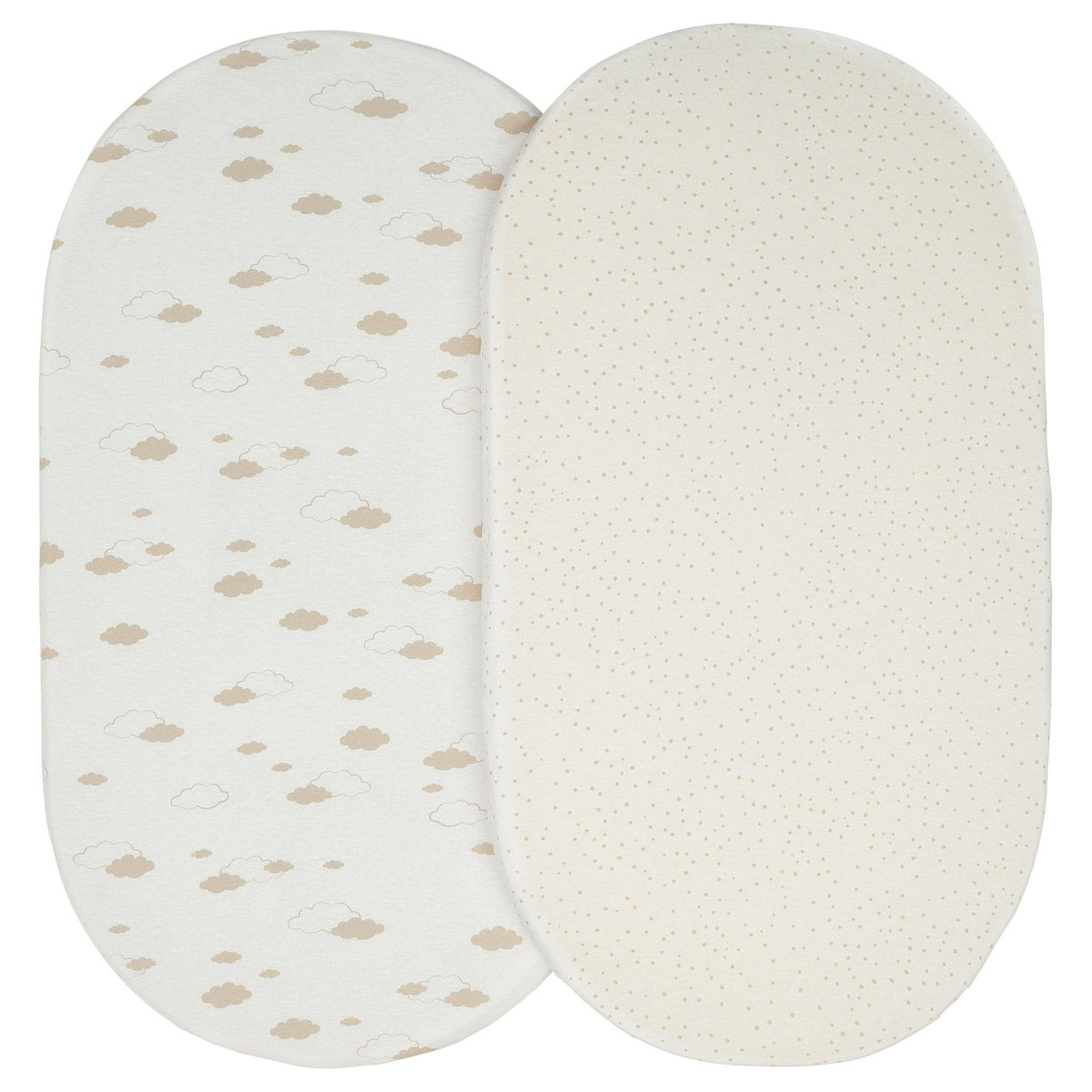 ÄLSKVÄRD fitted sheet for bassinet, clouds/dots/off-white, 41x75 cm, 2 pack