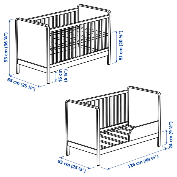 ÄLSKVÄRD - Set of 2 baby furniture, birch/white,60x120 cm