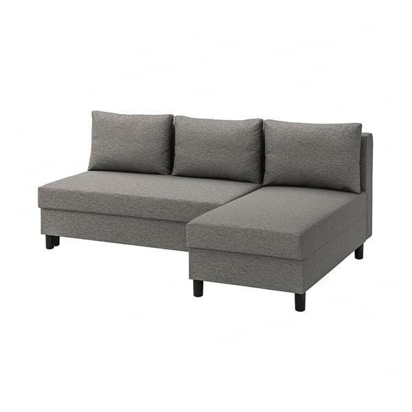 ÄLVDALEN 3-seat sofa-bed with chaise longue, Knisa grey-beige, 196x81x82 cm