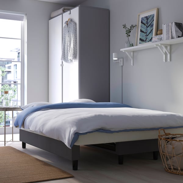 ÄLVDALEN 3-seat sofa-bed, Knisa dark grey, 194x81x82 cm