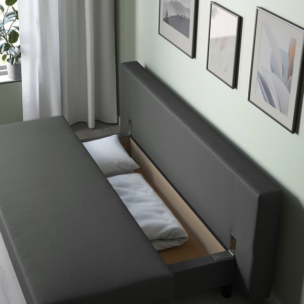 ÄLVDALEN - 3-seater sofa bed, Knisa dark grey ,