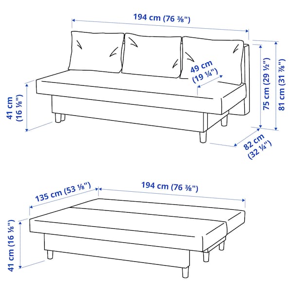 Ikea ÄLVDALEN - 3-seater sofa bed, Knisa dark grey ,