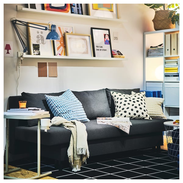 ÄLVDALEN - 3-seater sofa bed, Knisa dark grey ,