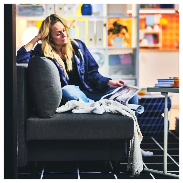 ÄLVDALEN 3-seat sofa-bed, Knisa dark grey, 194x81x82 cm